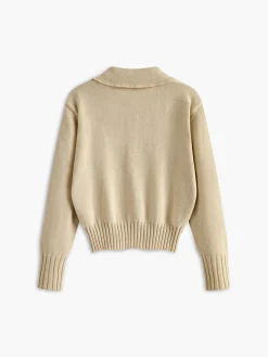 Lapel Ribbed Pullover Sweater
