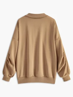 Lapel Zipper Pullover Sweatshirt