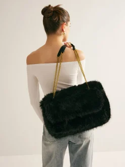 Large Capacity Fuzzy Flap Bag