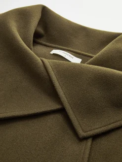 Large Collar Belted Tweed Coat