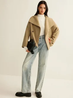 Large Collar Tweed Coat