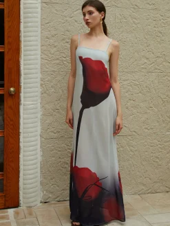 Large Floral Print Cami Long Dress