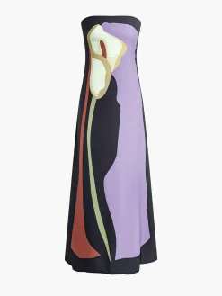 Large Floral Print Split Tube Long Dress