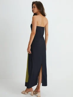 Large Floral Print Split Tube Long Dress