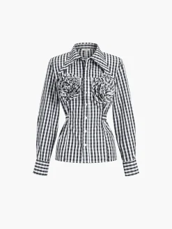 Large Flower Tie Up Button Shirt