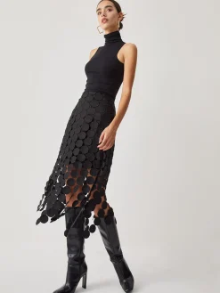 Laser Cut Multi Circle Double Layered Skirt