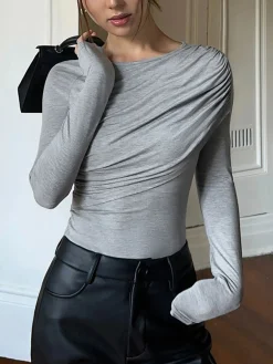Layered Long Sleeve Pleated Shirt