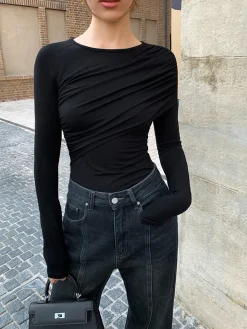Layered Long Sleeve Pleated Shirt