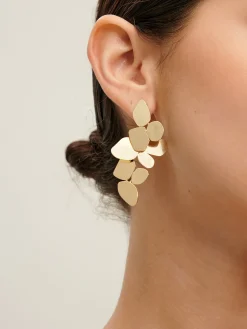 Leaves Panel Stud Drop Earrings