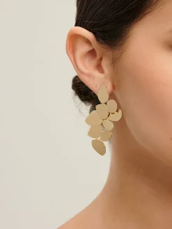 Leaves Panel Stud Drop Earrings