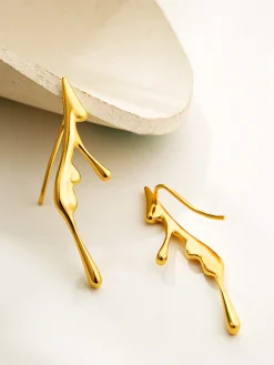 Left Golden Lava Drop Ear Cuff