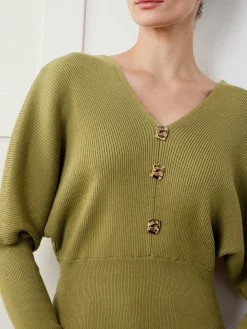 Leg-Of-Mutton Sleeve Cinched Sweater