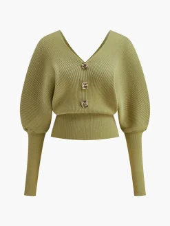 Leg-Of-Mutton Sleeve Cinched Sweater