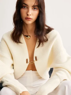 Leg-Of-Mutton Sleeve Metal Cardigan