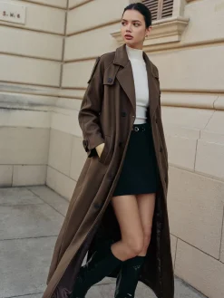 Leisure Belted Tweed Long Coat
