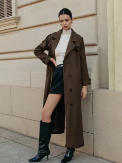 Leisure Belted Tweed Long Coat
