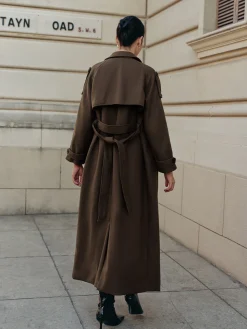 Leisure Belted Tweed Long Coat