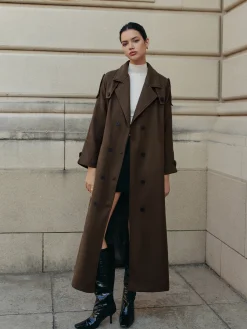 Leisure Belted Tweed Long Coat