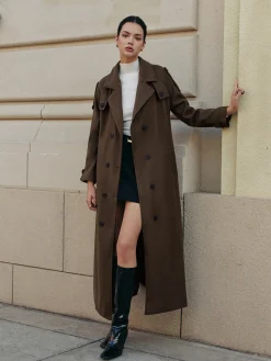 Leisure Belted Tweed Long Coat