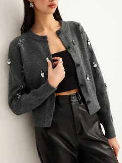 Leisure Button Sequins Cardigan