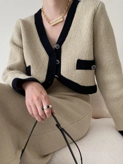 Leisure Contrast Trim Knit Skirt Set