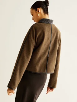 Leisure Contrast Trim Tweed Coat