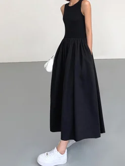 Leisure Crew Neck Long Dress