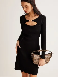 Leisure Cutout Metal Decor Sweater Dress