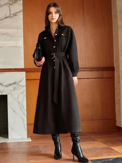 Leisure Metal Detail Belted Coat