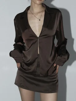 Leisure Oversized Satin Tie Back Shirt