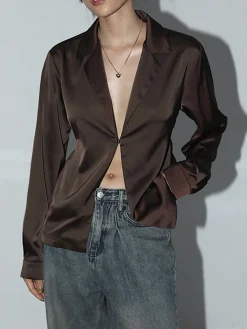 Leisure Oversized Satin Tie Back Shirt