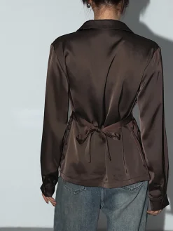 Leisure Oversized Satin Tie Back Shirt