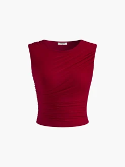 Leisure Pleated Sleeveless Tank Top