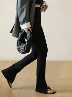 Leisure Slit Straight Leg Pants