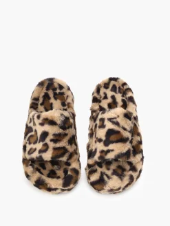 Leopard Fuzzy Platform Slippers