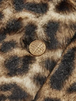 Leopard Print Faux Fur Coat