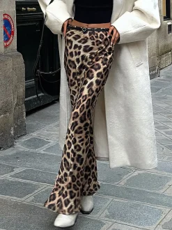Leopard Print Slim Maxi Skirt