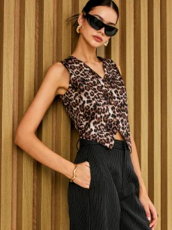 Leopard Print V-Neck Vest