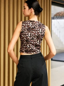 Leopard Print V-Neck Vest