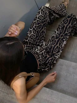 Leopard Print Wide Leg Pants
