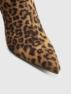 Leopard Printed Knee-High Zipper Boots