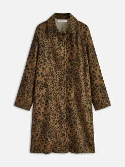 Leopard Printed Lapel Trench Coat