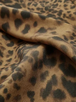 Leopard Printed Lapel Trench Coat