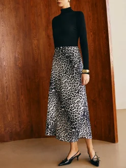 Leopard Printed Midi Skirt