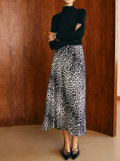 Leopard Printed Midi Skirt