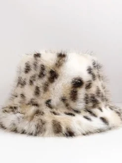Leopard Printed Plush Bucket Hat