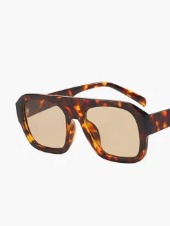 Leopard Printed Square Sunglasses