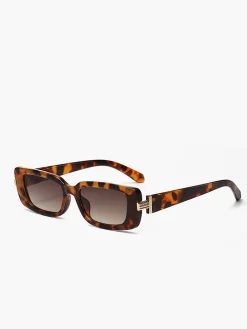 Leopard Printed Square Sunglasses