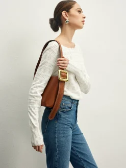 Lettuce Trim Backless Pointelle Knit Top