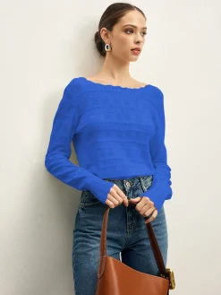Lettuce Trim Backless Pointelle Knit Top